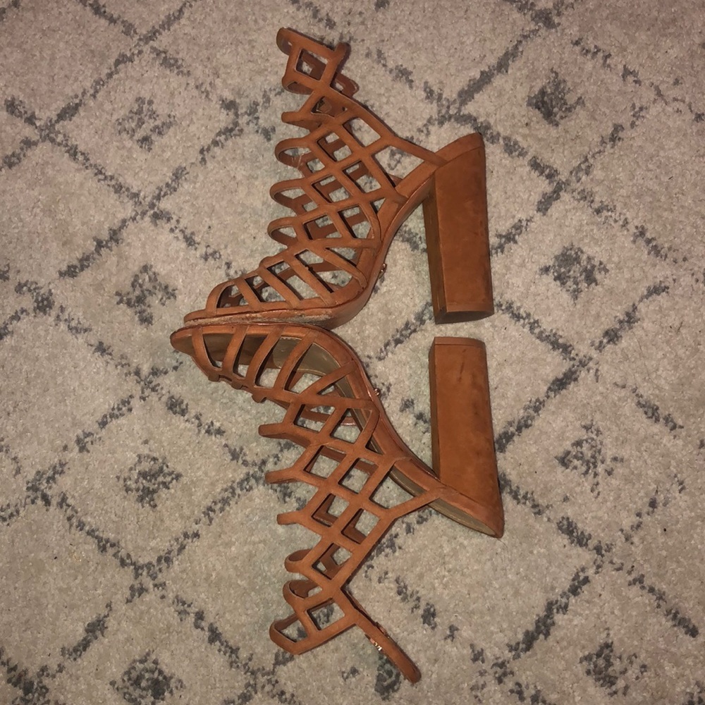 Schutz tan  cage  block heels size 8